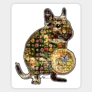 Degu Desert Mouse Rat with Flowers Mosaic Design Magnet